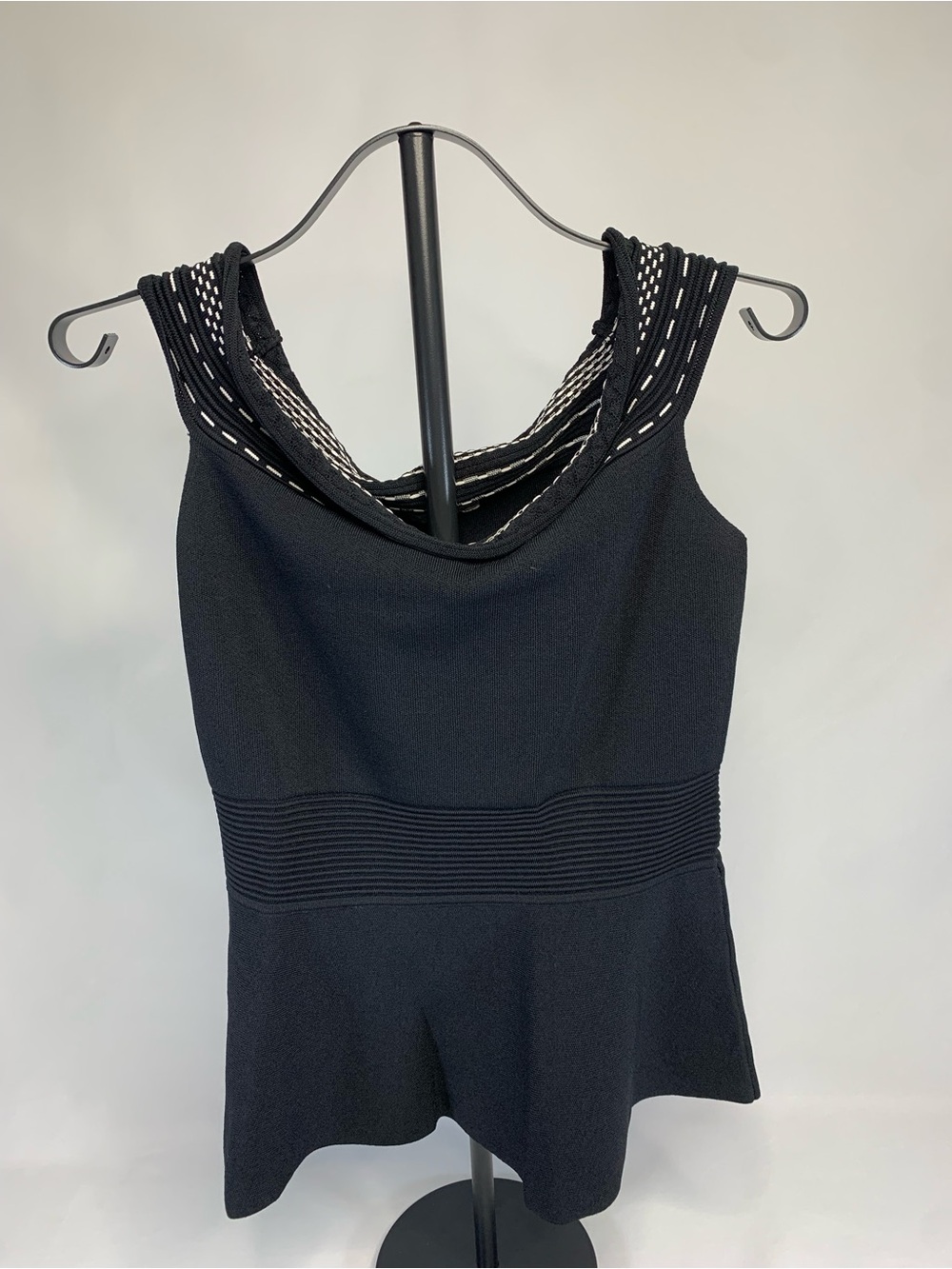 eva mendes for New York & Company Black Textured Waist Tank with Strappy Back
